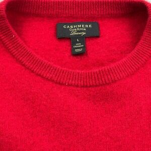 CASHMERE CLUB ROOM LUXURY Red Crew Neck 100% Cashmere Sweater Size L
